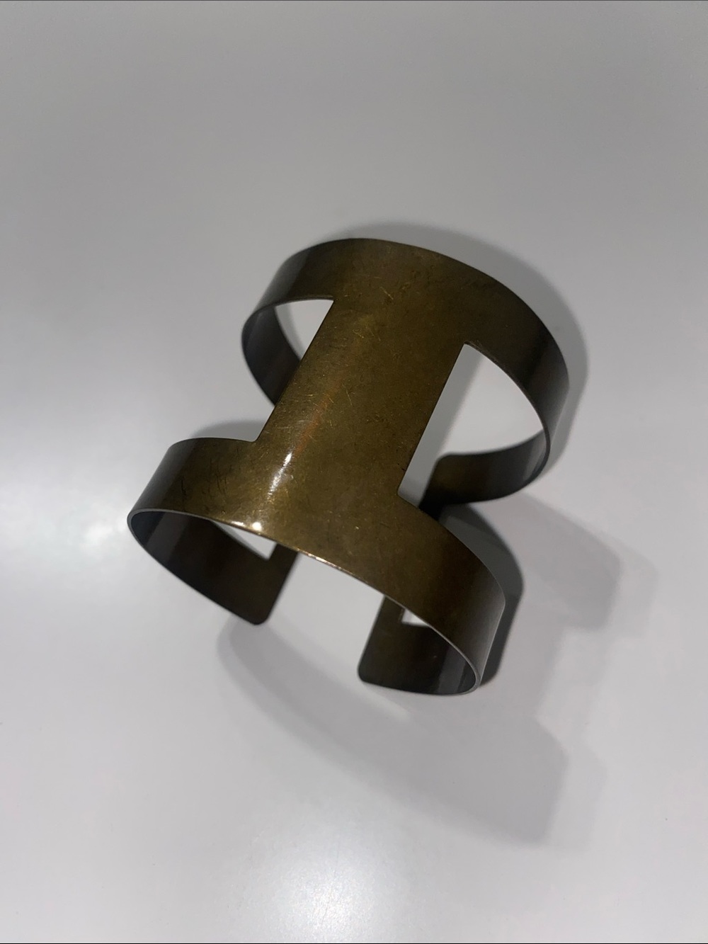 Vintage Sleek Brass-Tone H Cuff Bracelet